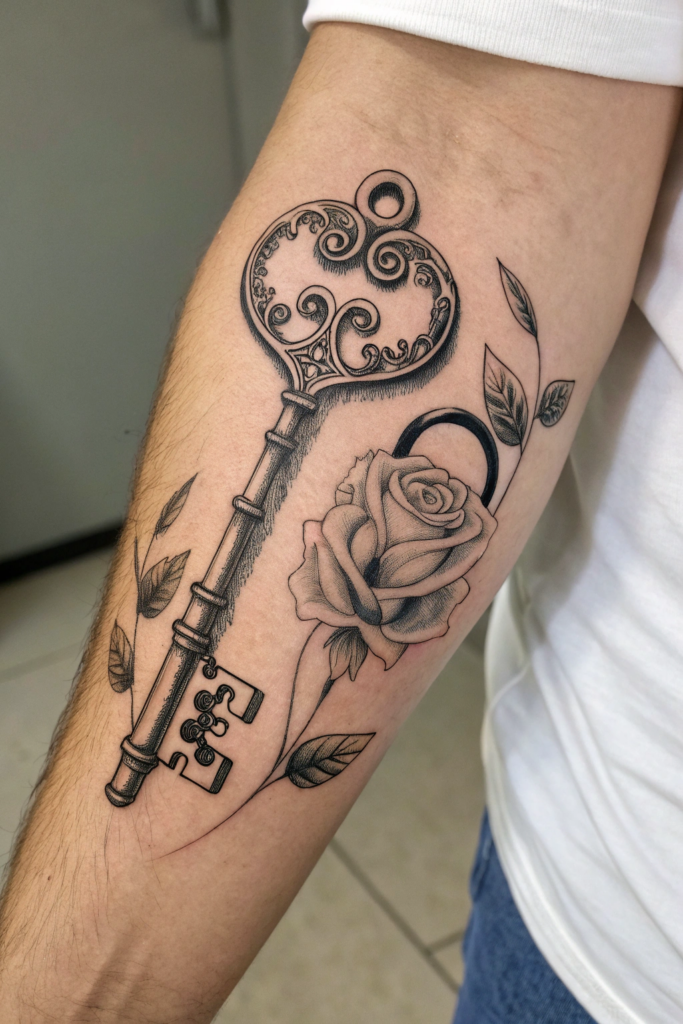 Valentine's Tattoo Ideas: Lock and Key with a Twist