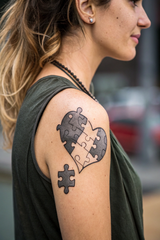 Valentine's Tattoo Ideas: Fragmented Heart Puzzle Piece