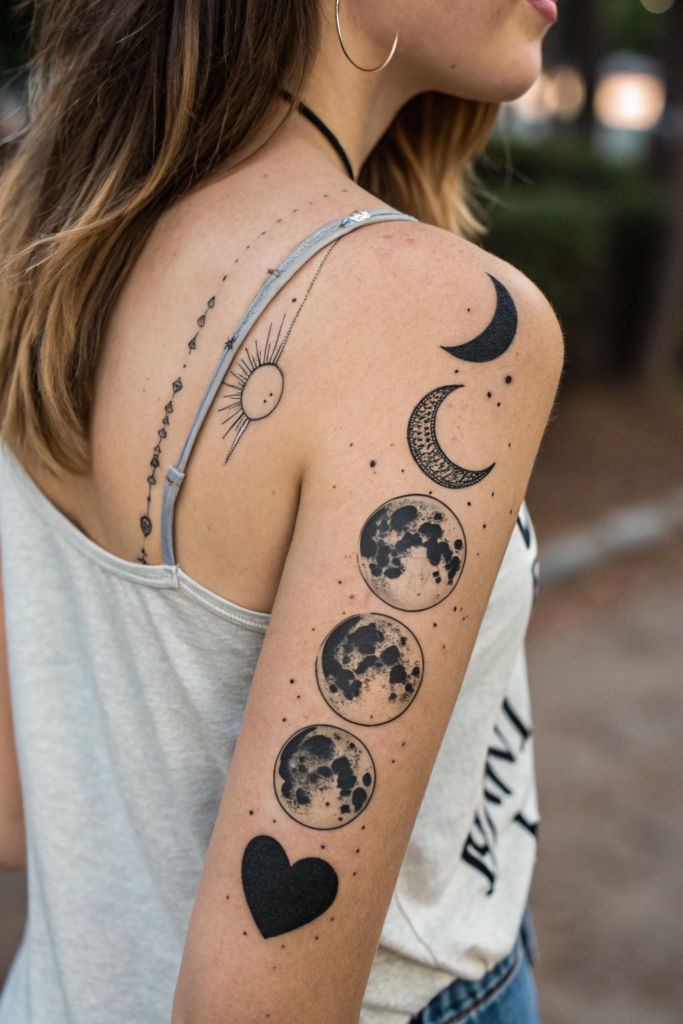 Valentine's Tattoo Ideas: Moon Phases with a Heart