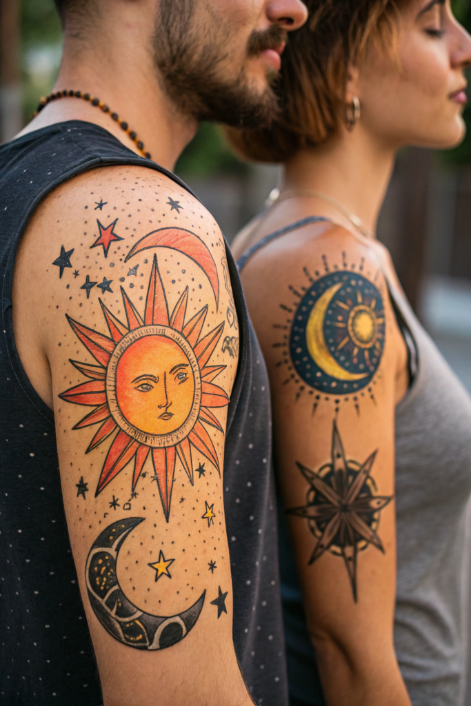 Valentine's Tattoo Ideas: Sun and Moon Duo