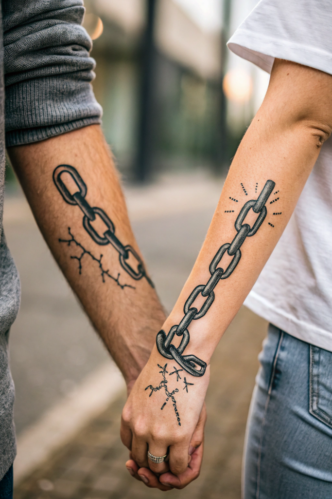 Couple Tattoos Ideas: Matching Broken Chain Links