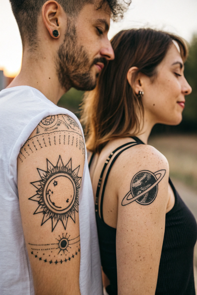 Couple Tattoos Ideas: Matching Solar System Orbits