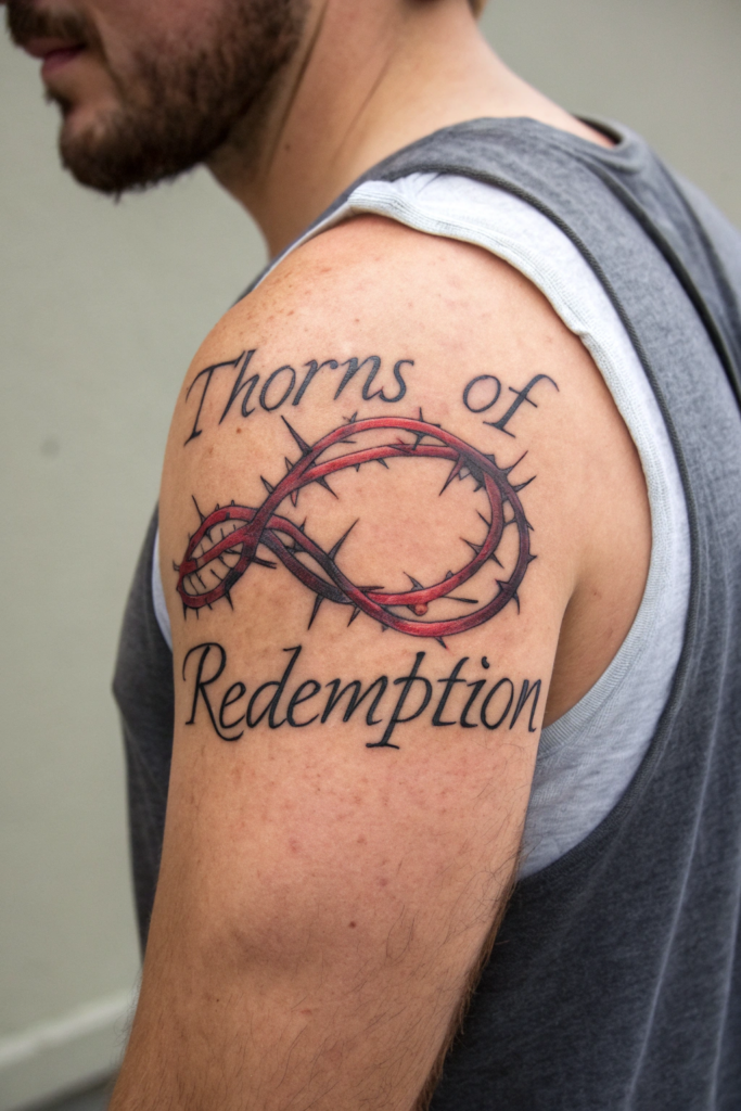 Dark Calligraphy Tattoo Ideas: Veil of Thorns: A Crown of Thorns with Poetic Lines