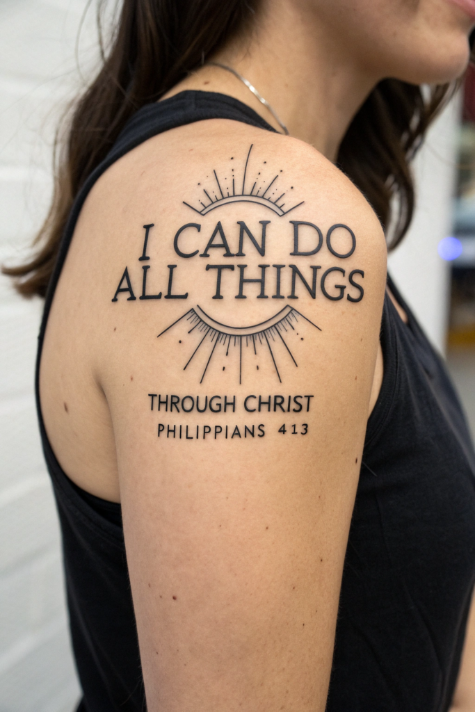 Bible Verse tattoo Ideas: "I Can Do All Things Through Christ" – Philippians 4:13