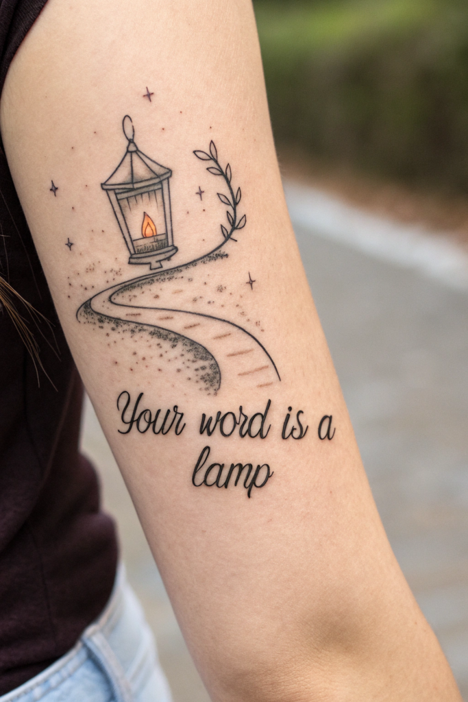 Bible Verse tattoo Ideas: "Your Word is a Lamp to My Feet" – Psalm 119:105