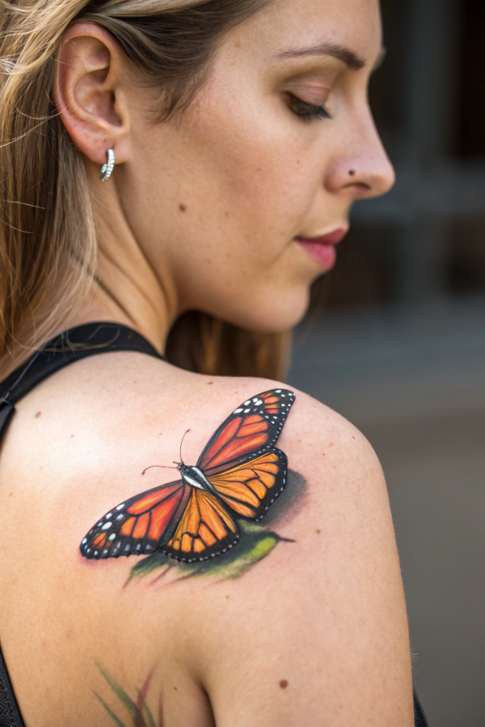 Butterfly tattoo Stencil Ideas: 3D Butterfly: Lifelike Illusion