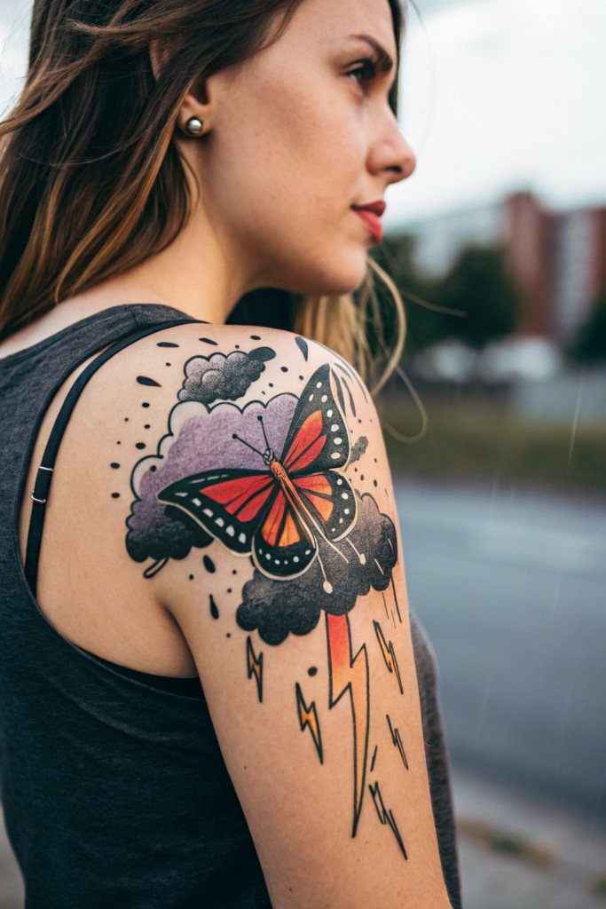 Butterfly tattoo Stencil Ideas: Butterfly and Storm: Weathering Change