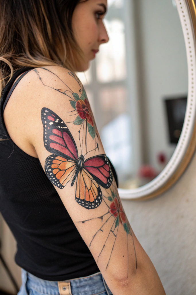 Butterfly tattoo Stencil Ideas: Butterfly and Mirror: Reflection of Transformation