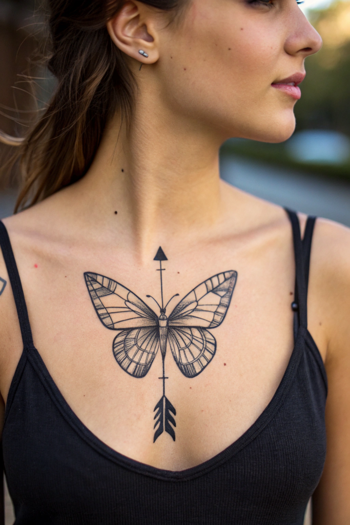 Butterfly tattoo Stencil Ideas: Butterfly and Arrow: Direction and Purpose