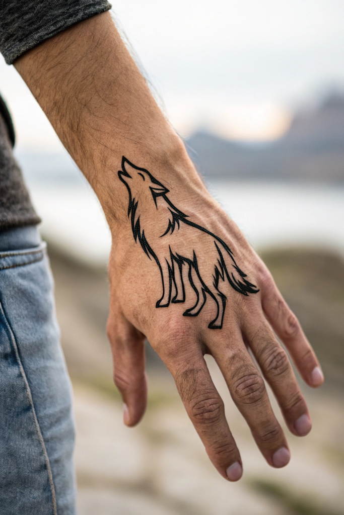 Hand Tattoo Ideas for Men: Minimalist Animal Silhouette