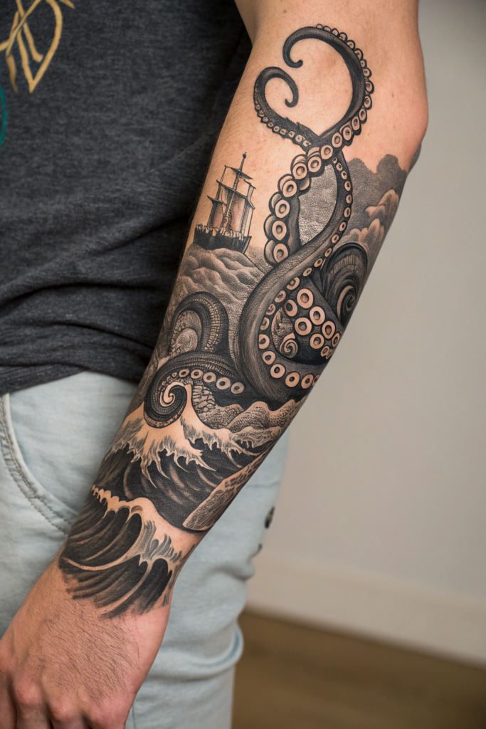 Hand Tattoo Ideas for Men: Mythical Kraken Tentacles