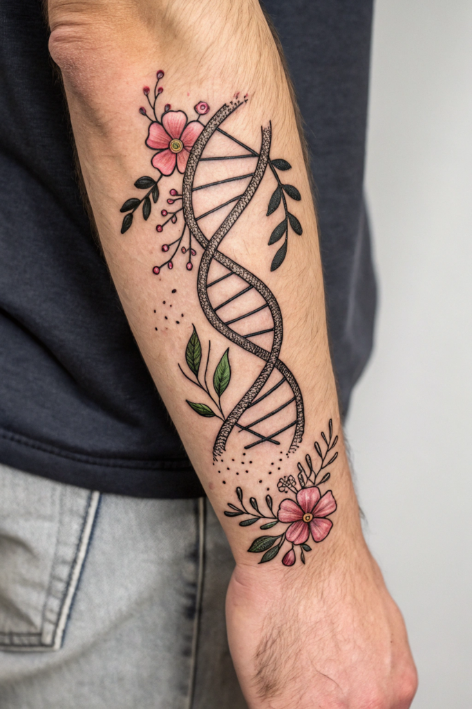 Hand Tattoo Ideas for Men: DNA Helix with Personal Twist