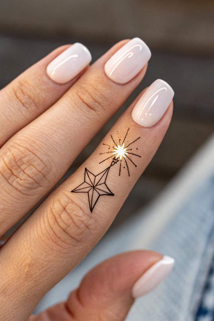 Witchy Finger Tattoos Ideas: Ethereal Hand Holding a Star