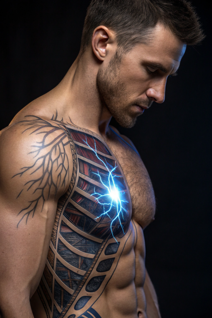 Biomechanical Tattoo: Biomechanical Ribcage with Energy Core