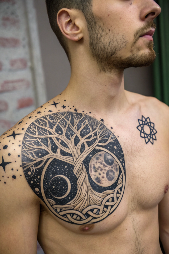 Cultural Tattoo Ideas: 1. Celtic Tree of Life with Cosmic Elements