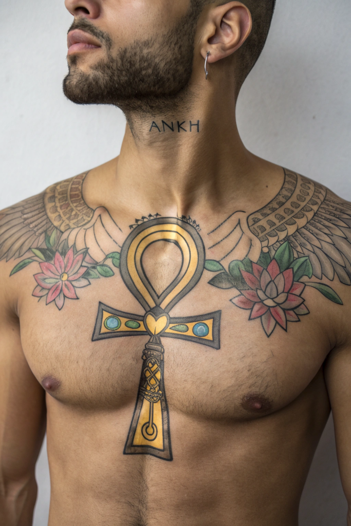 Cultural Tattoo Ideas: 8. Egyptian Ankh with Hieroglyphic Storytelling