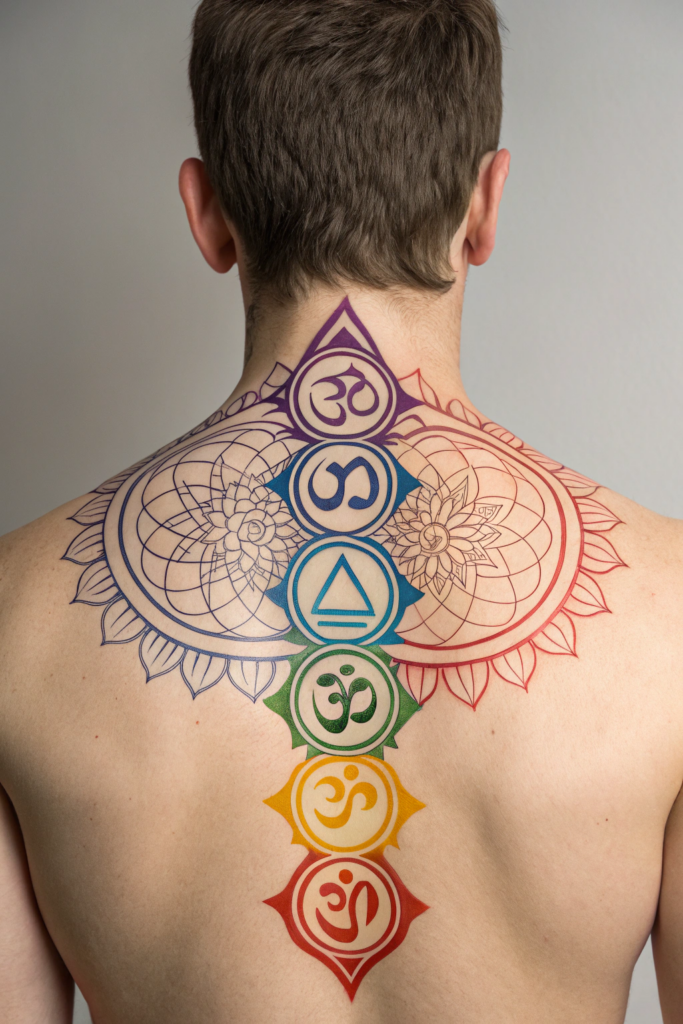 Cultural Tattoo Ideas: 11. Hindu Om Symbol with Chakra Energy Flow