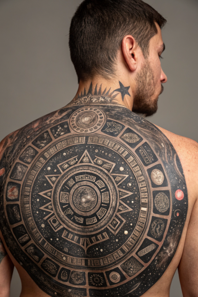 Cultural Tattoo Ideas: 14. Mayan Calendar with Cosmic Serpent