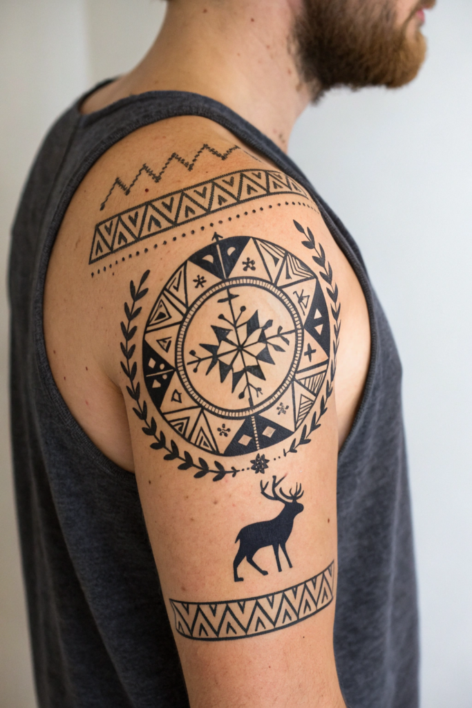 Cultural Tattoo Ideas: 15. Sami Drum Patterns with Arctic Wildlife