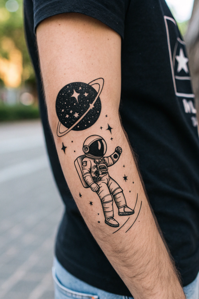 Small Tattoo Ideas: 3. Tiny Astronaut Floating in Space