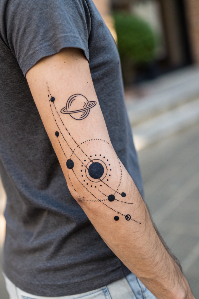 Small Tattoo Ideas: 5. Solar System with Orbit Lines