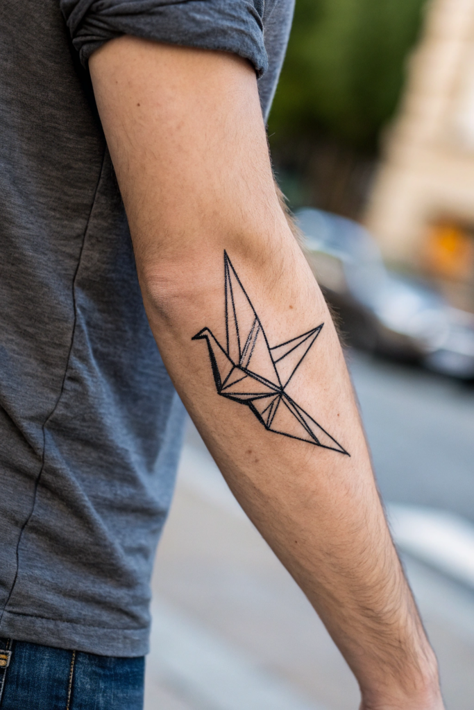 Small Tattoo Ideas: 7. Tiny Origami Crane in Flight