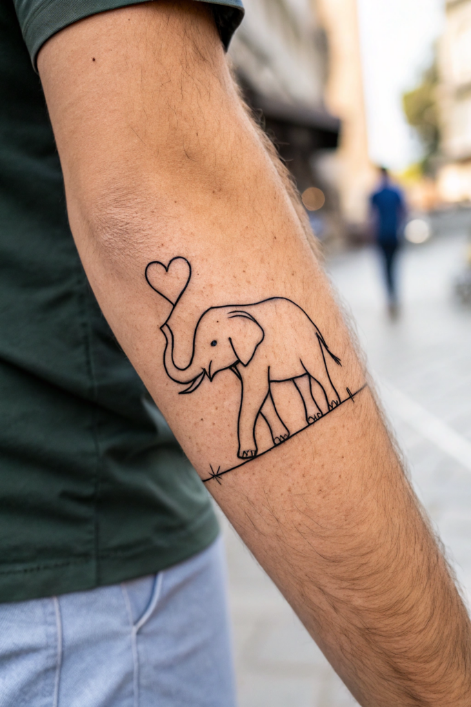 Small Tattoo Ideas: 10. Minimalist Elephant with Hidden Heart