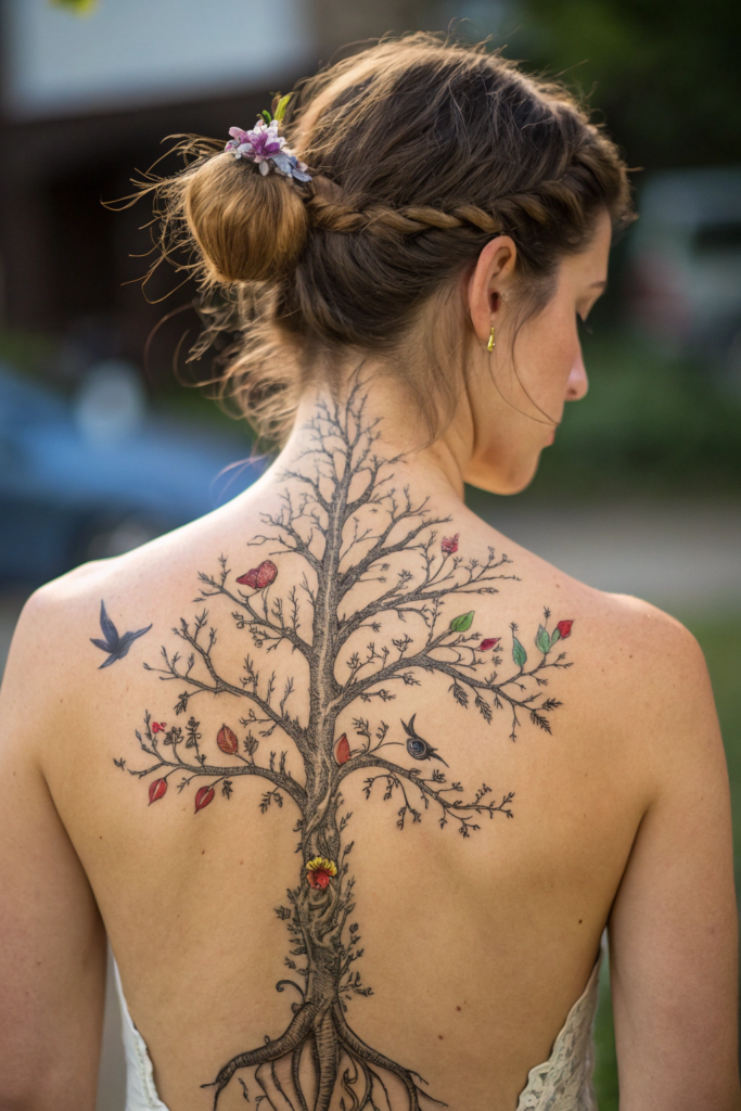 Spine Tattoos Ideas: 13. The Tree of Life: Roots to the Sky