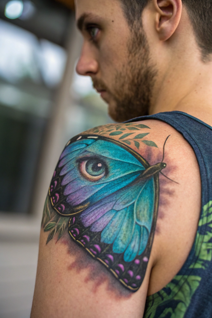 Micro-Realism Tattoos: Hidden Eye in a Butterfly Wing