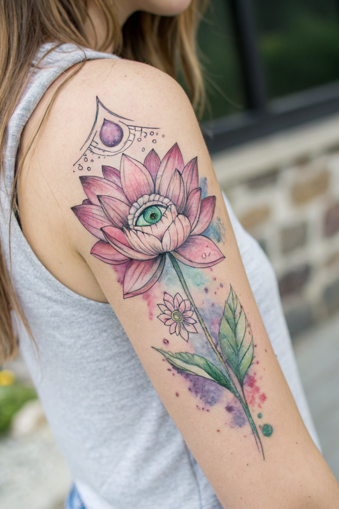 Flower Tattoo Ideas: 9. The Mystic Eye Bloom: A Flower with an Eye at Its Center