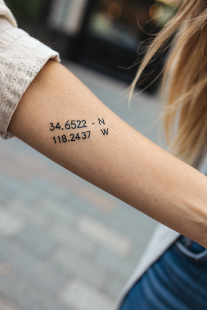 Wrist Tattoos for Women Ideas: 4. Coordinates of a Special Place