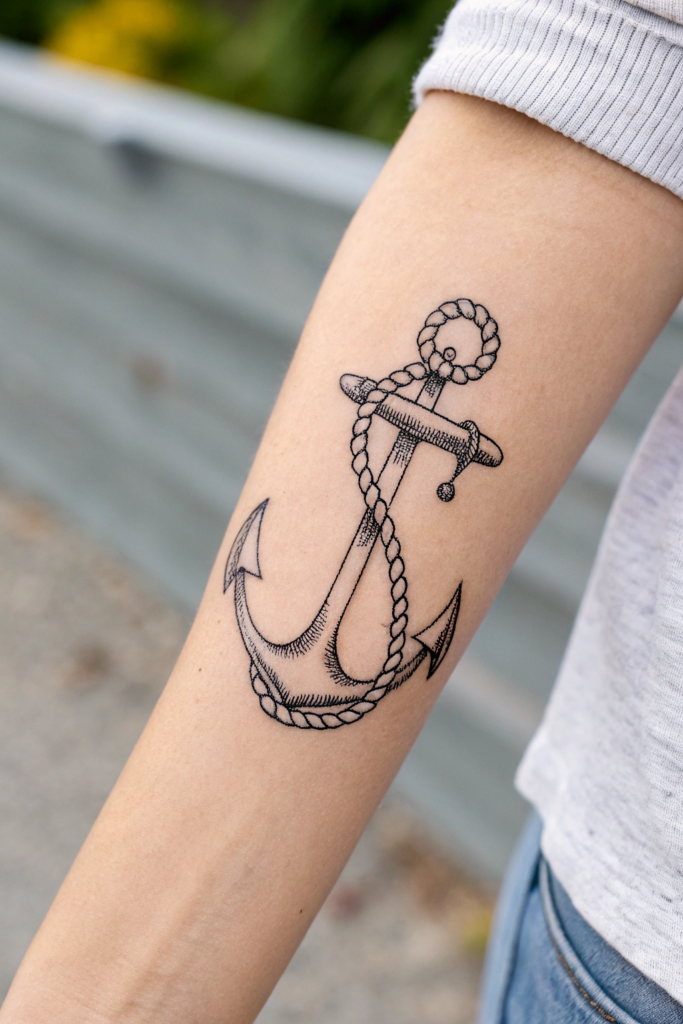 Wrist Tattoos for Women Ideas: 9. Anchor with Rope Design