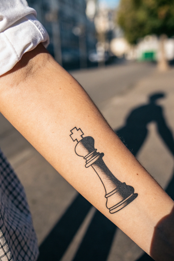 Micro-Realism Tattoos: A Tiny Chess Piece Casting the Shadow of a King