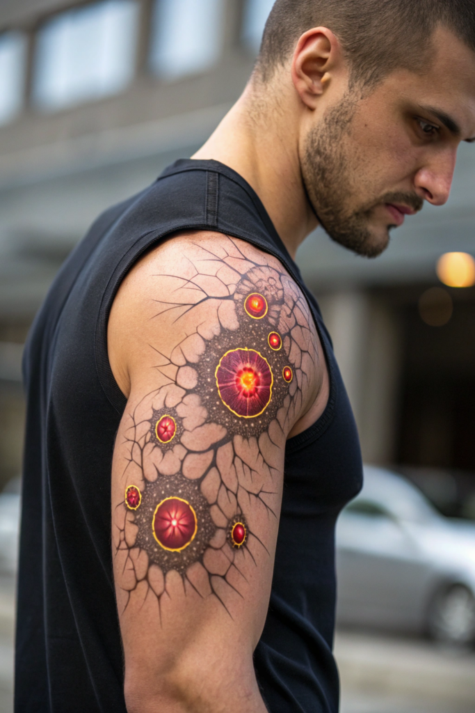 Biomechanical Tattoo: Fractured Skin with Underlying Nanobots