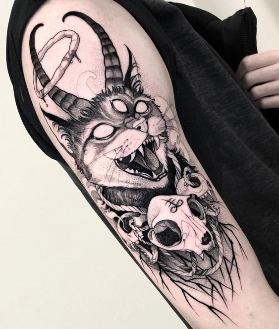 25 Scary Tattoo Ideas for Men and Women: Perfect Dark Art Sleeve and arm Tattoo Ideas