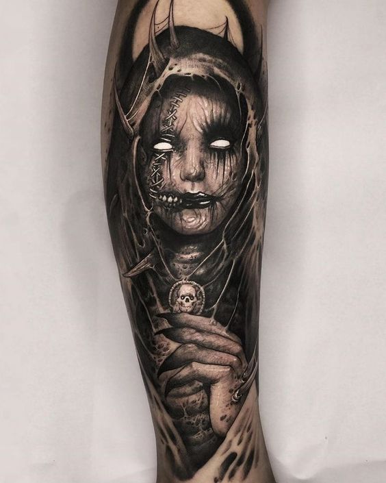 25 Scary Tattoo Ideas for Men and women: Perfect Dark Art Sleeve and Arm Tattoo Ideas