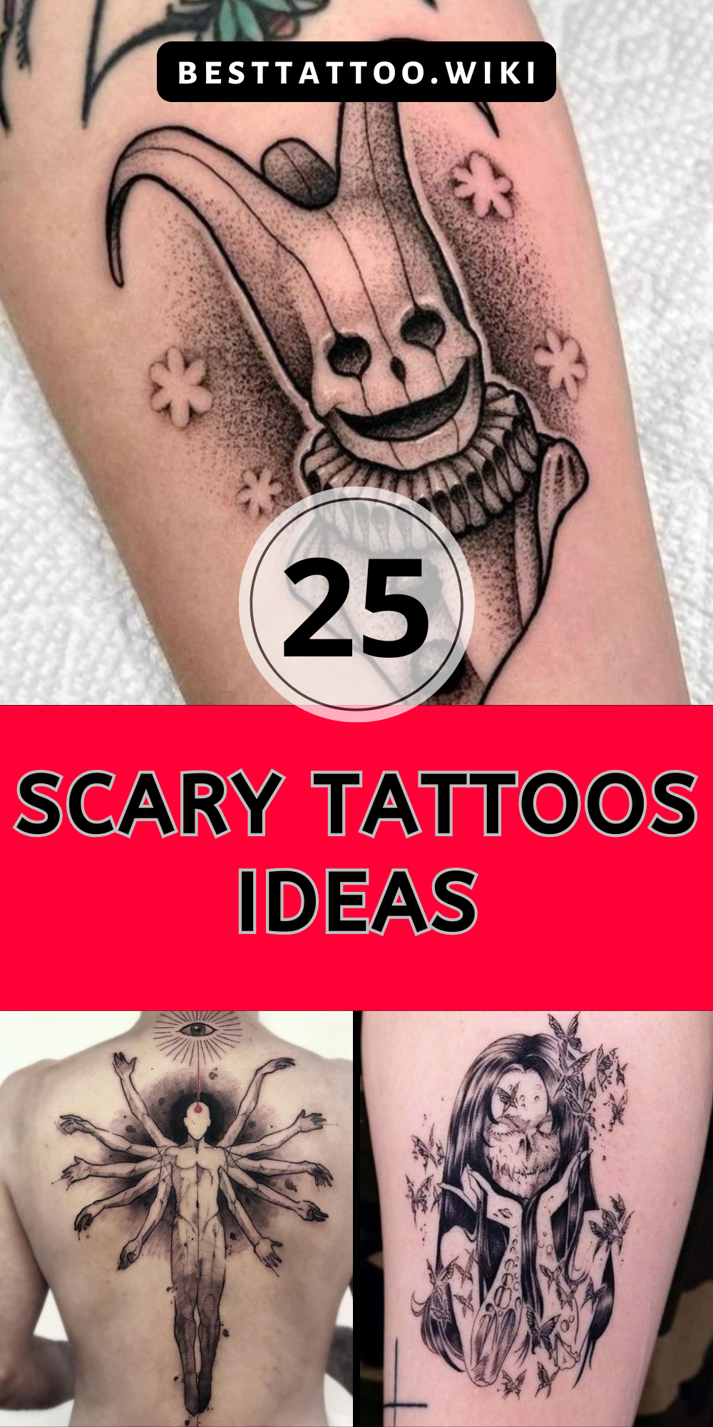 25 Scary Tattoo Ideas for Men and women: Perfect Dark Art Sleeve and Arm Tattoo Ideas