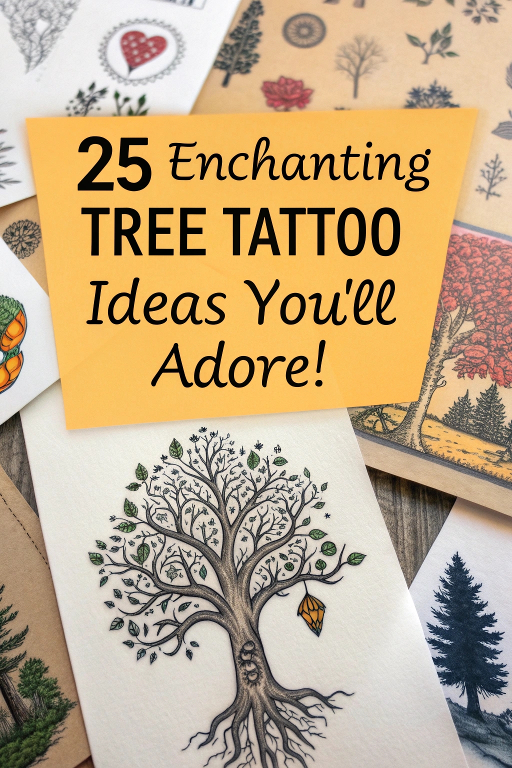 Image showcasing various tree tattoos