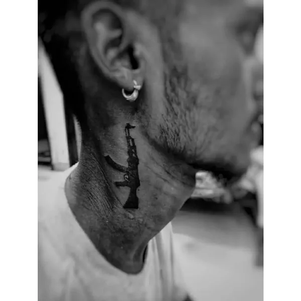 AK-47 Neck Tattoo 2