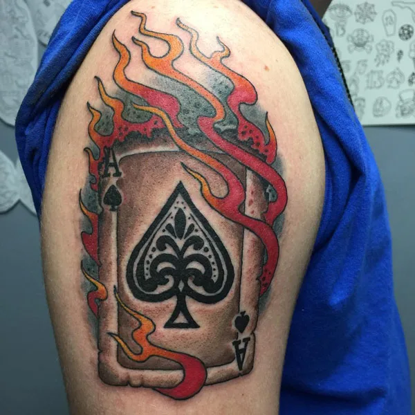 Ace of Spades Tattoo on Fire 1