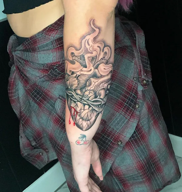Anatomical Sacred Heart Tattoo 1