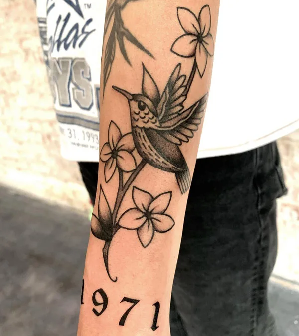 Black and White Hummingbird Tattoo 3
