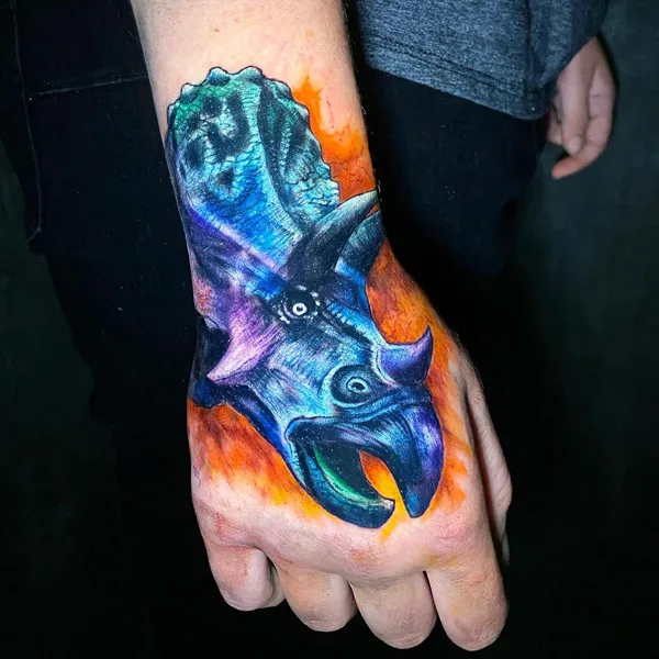 Dinosaur Hand Tattoo 1