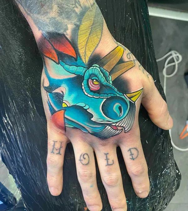Dinosaur Hand Tattoo 2