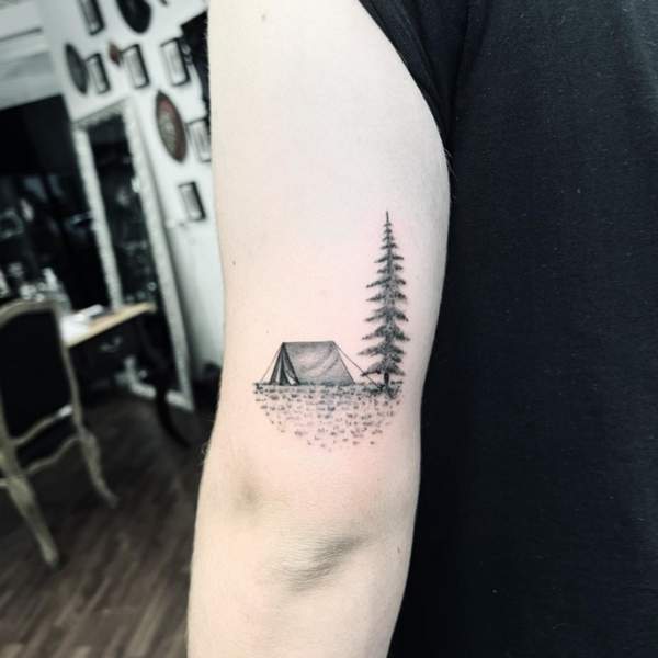 Fineline Camping Tattoo