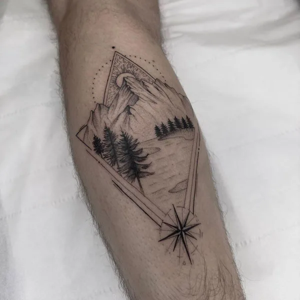 Geometric Mountain Tattoo 2