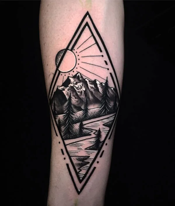 Geometric Mountain Tattoo 3