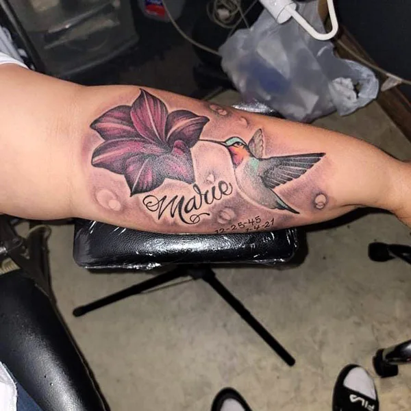 Hummingbird Flower Tattoo 1