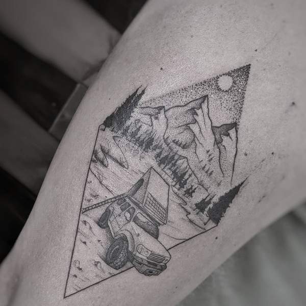 Mountain Camping Tattoo