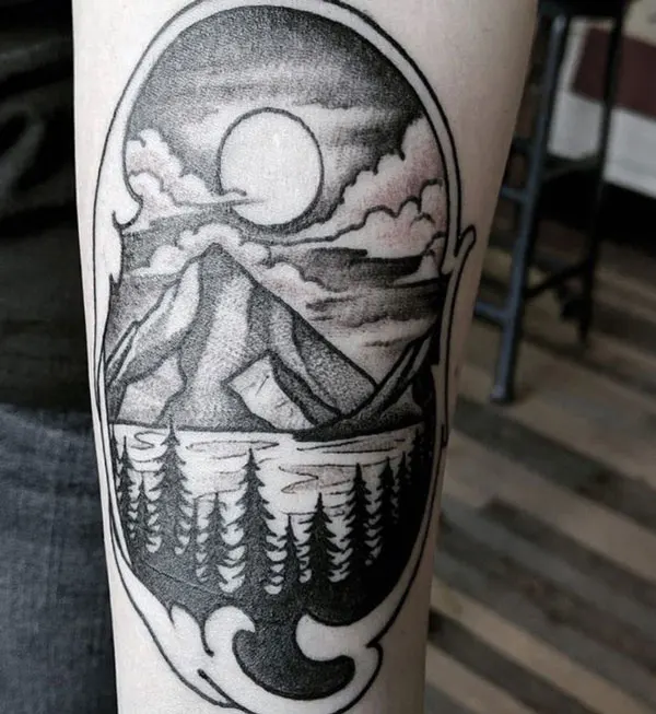 Mountain Scene Tattoo 3